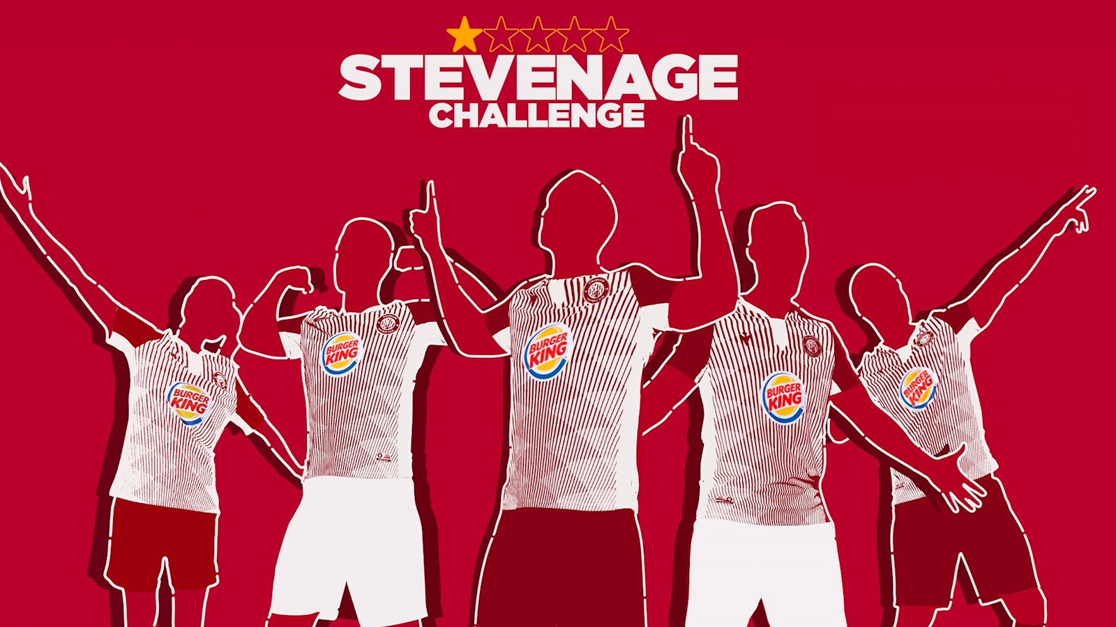 Illustration showing lots of people in Burger King sponsored football shirts