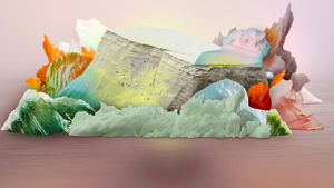 Abstract collage of mountains and clouds