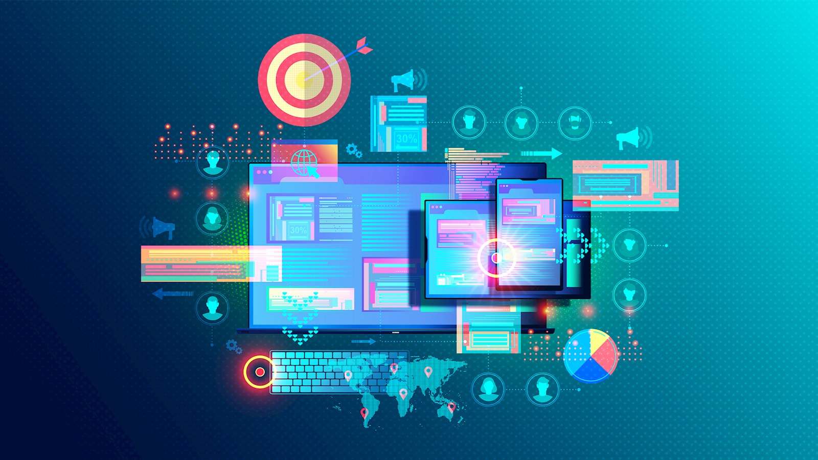 Digital Display of Advertising Segmentation - Conceptual Illustration